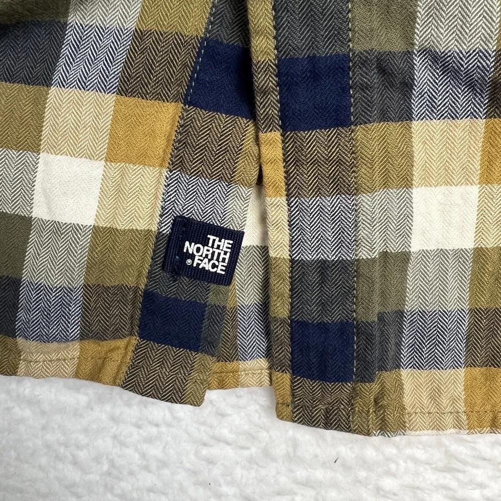 THE NORTH FACE Button Up Shirt Blue Green Plaid Lockhart‎ Flannel Men's Large